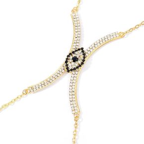 Woeoe Rhinestone Chest Bracket Bra Evil Eye Silver Rhinestone Chest Chains Bikini Body Jewelry Simple Body Jewelry for Women
