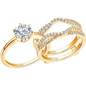 Wuziwen Classic Infinity Wedding Rings for Women Solitaire Cz Engagement Ring Set Sterling Silver