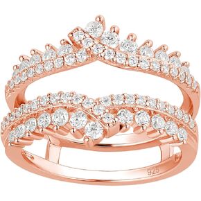 Newshe Ring Enhancer for Engagement Rings 5A Cz Wedding Band for Women 925 Sterling Silver Bridal Eternity Size 4-13