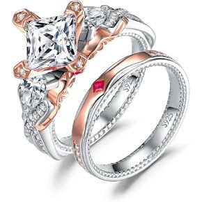 JewelryPalace عقدة إنفينيتي 1-3 قيراط خواتم خطوبة زركونيا مكعبة، 925 فضة استرلينية 14 قيراط من الذهب الوردي خاتم الزواج محسن مجموعات الزفاف