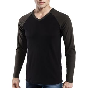 KNQR Men's Casual Fashion Athletic Slim Fit Long Sleeve V-Neck Baseball Active Sports Jerseys T Shirts