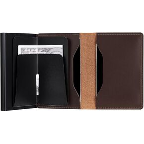 SZUSHINE Credit Card Wallet RFID Blocking Slim Minimalist Card Holder Box (Black-Brown)