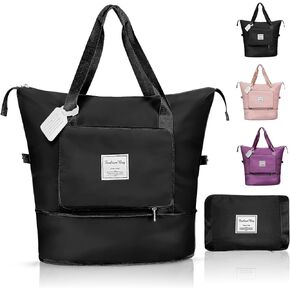 Large Capacity Folding Travel Bag, Travel Duffel Bag with Luggage Tag, Waterproof Lightweight Gym Bag with Wet and Dry Separation Bag, for Travel, Sports, Gym