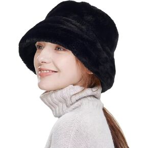 HH HOFNEN Winter Bucket Hat Fluffy Faux Fur Fisherman Plush Warm Hats Cute Fuzzy Bucket Hat for Women in Kuwait