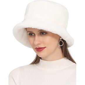 Rulala Fancy Women's Faux Fur Bucket Hat Teddy Style Cloche Hat Winter Furry Warm Fisherman Cap