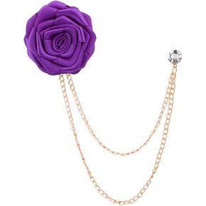 Floral Bridegroom Wedding Badge Brooches Cloth Art Rose Flower With Hanging Tassel Chain Suit Shirt Lapel Brooch Pin Fashion Jewelry for Men Boy in Saudi Arabia