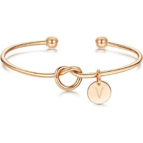 M MOOHAM Bridesmaid Proposal Gifts, Tie the Love Knot Bridesmaid Bracelet with 26 Initials Bridesmaids Gifts for Wedding with Box, Cards