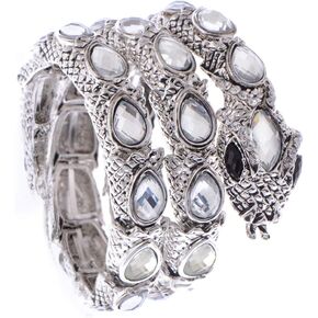 Alilang Egyptian Snake Rhinestones Stretch Cuff Wrap Bangle Bracelet