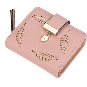 VODIU Women's Short Purse Leather Medium Wallet Leaf Bifold Card Coin Holder Small Purses Buckle Zipper Clutch