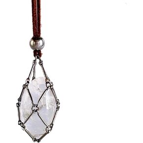 Rollooo Handmade Crystal Holder Necklace - Stainless Steel Cage for Stone, Crystal Pendant Necklace with Adjustable Length, Quartz Gemstone Jewelry for Women Men in Saudi Arabia