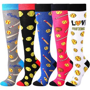 Shinymoon 5 Pairs Novelty Volleyball Soccer Softball Socks for Women Men, Funny Sports Series High Socks Sports Lover Gifts in Kuwait
