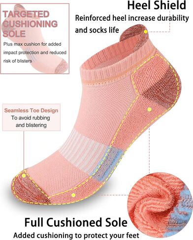 Ｋ・ＮＩＶＥ Ankle Running Socks For Womens Athletic No Show Socks Cushioned Sole Socks 6 Pairs in Saudi Arabia
