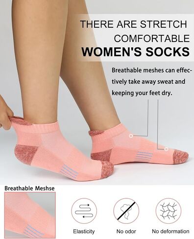 Ｋ・ＮＩＶＥ Ankle Running Socks For Womens Athletic No Show Socks Cushioned Sole Socks 6 Pairs in Saudi Arabia