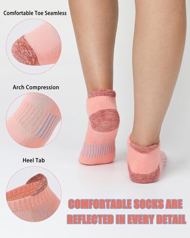 Ｋ・ＮＩＶＥ Ankle Running Socks For Womens Athletic No Show Socks Cushioned Sole Socks 6 Pairs in Saudi Arabia