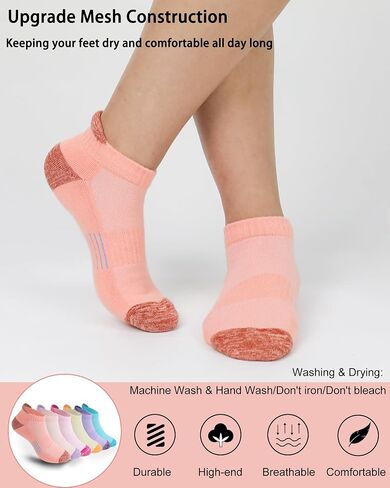 Ｋ・ＮＩＶＥ Ankle Running Socks For Womens Athletic No Show Socks Cushioned Sole Socks 6 Pairs in Saudi Arabia