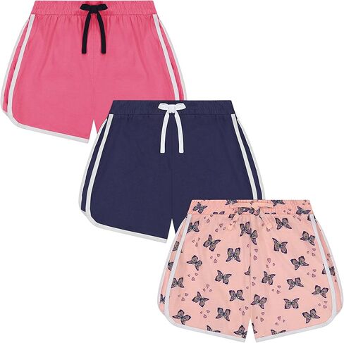 Pink Velvet Girls Athletic Running Shorts - Workout Short 3-Pack- Flowy Cotton Sport Shorts in Saudi Arabia