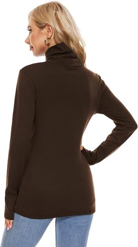 Womens Turtleneck Long Sleeve Top Fleece Lined Sweatshirt Lightweight Ultra Soft Base Layer in Kuwait