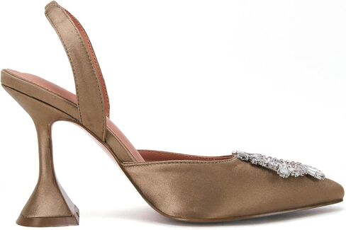 VETASTE المرأة عالية الكعب كريستال Slingback مضخات وأشار اصبع القدم Strappy ومثلث الكعب حفل زفاف العروس حذاء بكعب in Kuwait