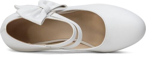100FIXEO Chic Mary Jane Shoes Women Heels and Pumps Ladies Block High Heel Sweet Ankle Strap Dress Pumps Hook and Loop Bow Heels Closed Toe in Kuwait