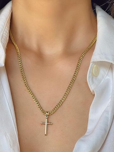 JEWELHEART 14K Real Gold Cross Pendant - Classic Small Cross Pendant Charm - Religious 14K Yellow Gold Jewelry For Men Women Boys Girls in Saudi Arabia