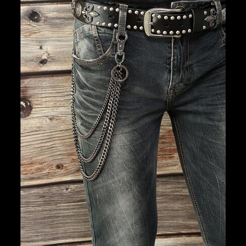 newtro Heavy Duty Wallet Chain Men Women Boy Girl, Biker Motorcycle Pants Jean Punk Goth Key Chain Black Gold Silver TH in Kuwait