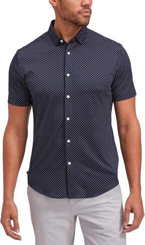 Mizzen+Main Men's Performance Dress Shirt Trim Fit - Machine Wash, Four-Way Stretch, Wrinkle Free - Halyard Short Sleeve Collection in Kuwait