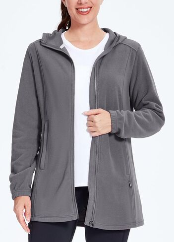 Willit Women's Long Fleece Jacket Full-Zip Thermal Fleece Hooded Jacket Lightweight Winter Coat in Kuwait