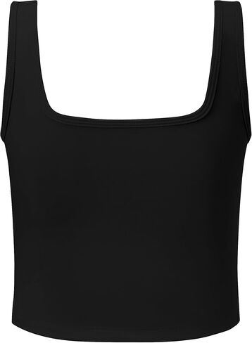 قميص نسائي Y2K أساسي للتمرين بطبقتين بدون أكمام ورقبة مربعة، قميص رياضي بدون أكمام لليوجا والتمارين الرياضية in Kuwait