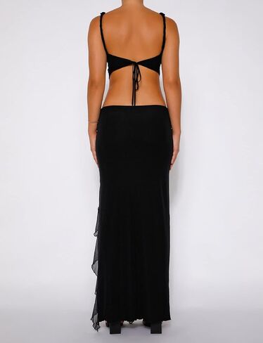 Argeousgor Women 2 Piece Long Skirt Sets Sleeveless Crop Camis Bodycon Maxi Midi Skirts Y2k Two Piece Outfit Beach Wear in Saudi Arabia