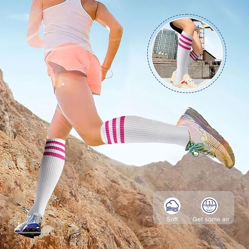 جوارب عالية مخططة من NZKNP، جوارب طويلة للركبة للنساء، جوارب أنبوبية مخططة للنساء، جوارب قطنية مخططة in Kuwait