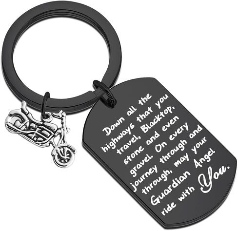 FUSTMW Biker Keychain Motorcycle Gift Ride Safe Keychain May Your Guardian Angel Ride with You New Driver Gift for Biker in Kuwait