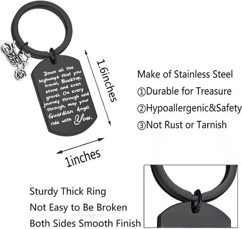 FUSTMW Biker Keychain Motorcycle Gift Ride Safe Keychain May Your Guardian Angel Ride with You New Driver Gift for Biker in Kuwait