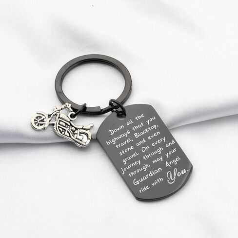 FUSTMW Biker Keychain Motorcycle Gift Ride Safe Keychain May Your Guardian Angel Ride with You New Driver Gift for Biker in Kuwait