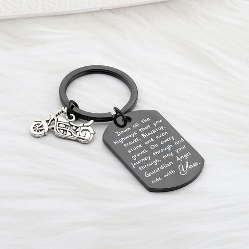 FUSTMW Biker Keychain Motorcycle Gift Ride Safe Keychain May Your Guardian Angel Ride with You New Driver Gift for Biker in Kuwait