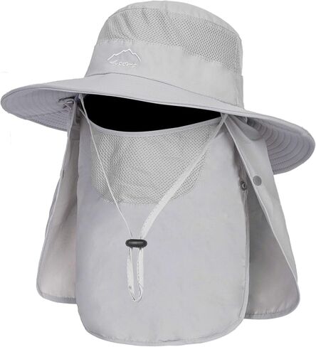 Fishing Hat for Men, Outdoor 3 in 1 Sun Hat Summer Wide Brim Safari Hat Boonie Hat with Neck Flap in Kuwait