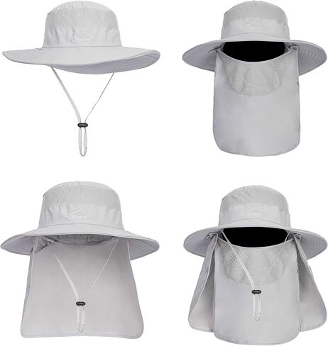 Fishing Hat for Men, Outdoor 3 in 1 Sun Hat Summer Wide Brim Safari Hat Boonie Hat with Neck Flap in Kuwait