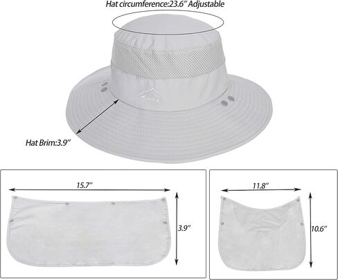 Fishing Hat for Men, Outdoor 3 in 1 Sun Hat Summer Wide Brim Safari Hat Boonie Hat with Neck Flap in Kuwait
