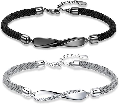 Vxddy أساور الأزواج دوامة 925 الفضة وعد مطابقة سوار له ولها زوجين مجموعات المجوهرات قابل للتعديل المشاركة الزواج الزفاف هدايا لطيف in Kuwait