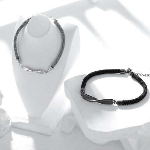 Vxddy أساور الأزواج دوامة 925 الفضة وعد مطابقة سوار له ولها زوجين مجموعات المجوهرات قابل للتعديل المشاركة الزواج الزفاف هدايا لطيف in Kuwait