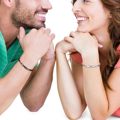 Vxddy أساور الأزواج دوامة 925 الفضة وعد مطابقة سوار له ولها زوجين مجموعات المجوهرات قابل للتعديل المشاركة الزواج الزفاف هدايا لطيف in Kuwait