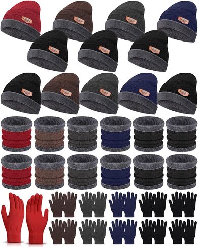 36 Pieces Winter Beanies Neck Warmer Gloves Sets Bulk Knit Skull Cap for Men Women Unisex Adults Homeless in Saudi Arabia