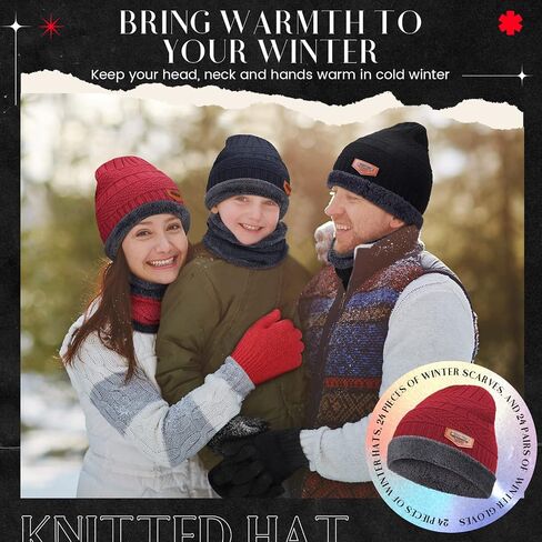 36 Pieces Winter Beanies Neck Warmer Gloves Sets Bulk Knit Skull Cap for Men Women Unisex Adults Homeless in Saudi Arabia