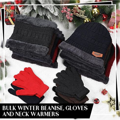 36 Pieces Winter Beanies Neck Warmer Gloves Sets Bulk Knit Skull Cap for Men Women Unisex Adults Homeless in Saudi Arabia