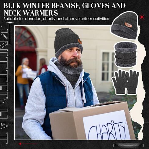 36 Pieces Winter Beanies Neck Warmer Gloves Sets Bulk Knit Skull Cap for Men Women Unisex Adults Homeless in Saudi Arabia