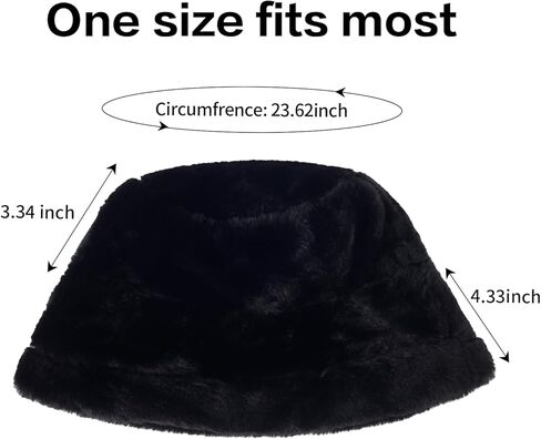 HH HOFNEN Winter Bucket Hat Fluffy Faux Fur Fisherman Plush Warm Hats Cute Fuzzy Bucket Hat for Women in Kuwait