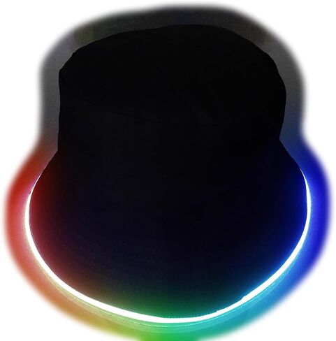 قبعة دلو مضيئة بمصباح LED من House Of Rave للرجال والنساء - ملابس نيون مستقبلية وملابس احتفالية in Kuwait