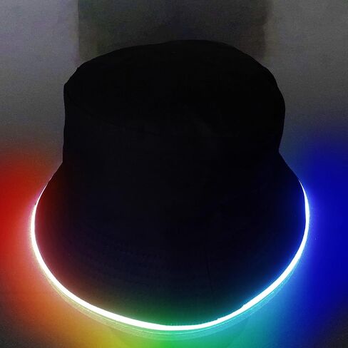قبعة دلو مضيئة بمصباح LED من House Of Rave للرجال والنساء - ملابس نيون مستقبلية وملابس احتفالية in Kuwait