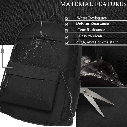 حقيبة ظهر SAKUTANE سوداء 21 لتر حقيبة مدرسية مقاومة للماء 15.6 بوصة كمبيوتر محمول Mochila عادي بدون شعار الكثير جيوب للمراهقين والأطفال والرجال والنساء 33x14x44 سم رحلة عمل جامعية وصالة الألعاب الرياضية والسفر حقيبة نهارية واسعة خفيفة الوزن in Kuwait
