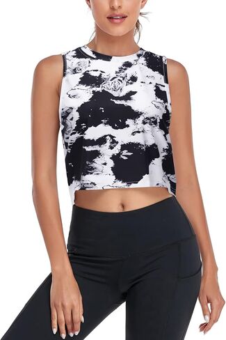 LURANEE Workout Crop Tops Cropped Muscle Tank Cute Quick Dry Gym Yoga Athletic Shirts in Kuwait