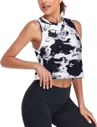 LURANEE Workout Crop Tops Cropped Muscle Tank Cute Quick Dry Gym Yoga Athletic Shirts in Kuwait